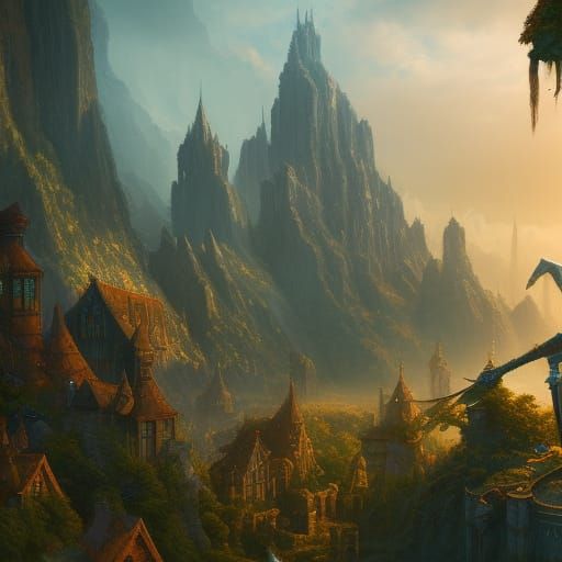 Fantastical Elves in Detailed Matte Painting