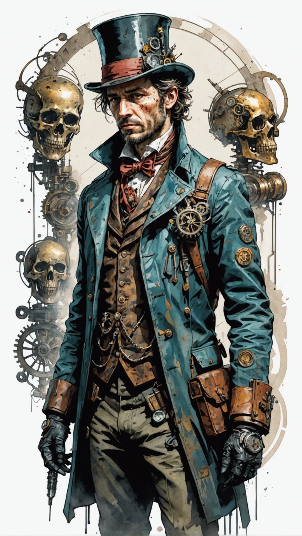 Steampunk Noir Character as Banksy Art Sticker