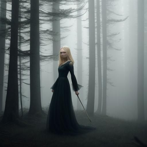 Fantasy Elf in Misty Forest, Cinematic Film Still