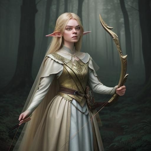 Elle Fanning as Elf Archer in Mystical Forest