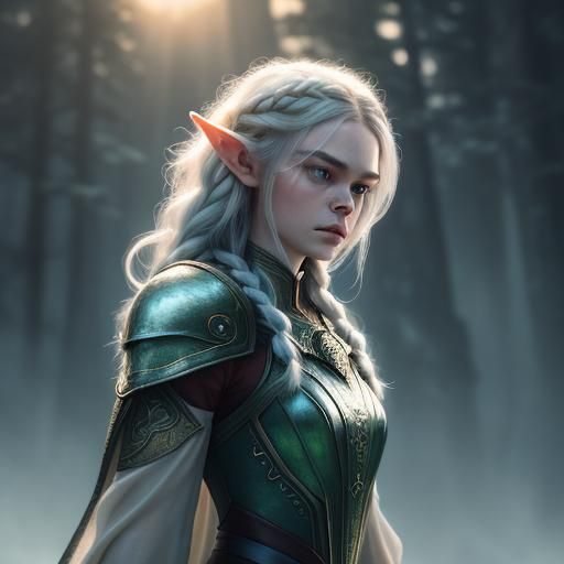 Elle Fanning as Ethereal Elf in Fantasy Armor
