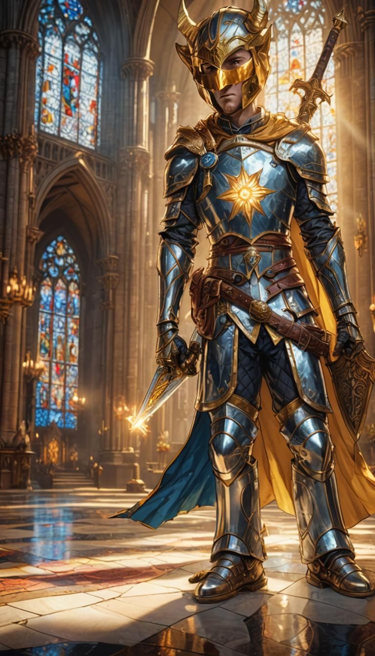Paladin in Cathedral: High-Fantasy Digital Art