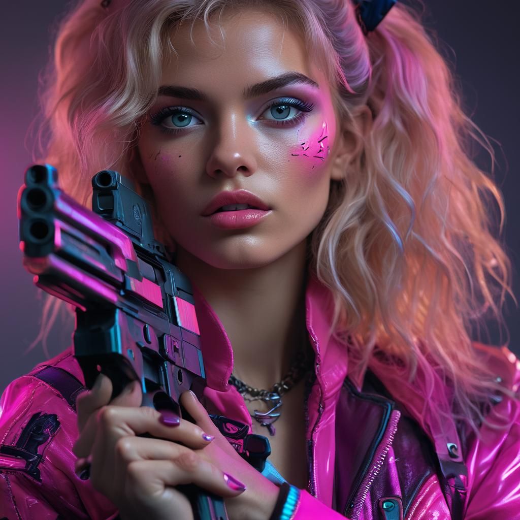 Neon Noir Portrait of Miami 80s Character