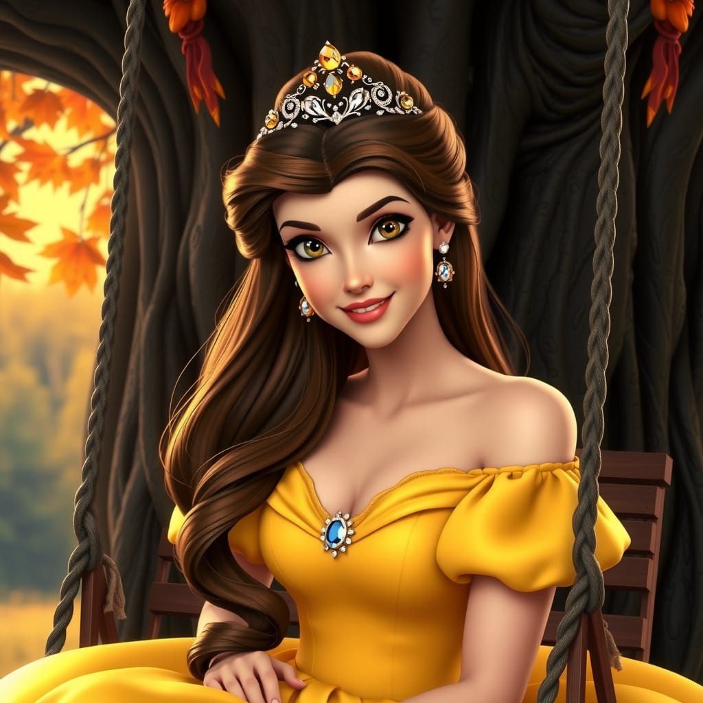 Princess Belle in Autumn Ballgown on Swing