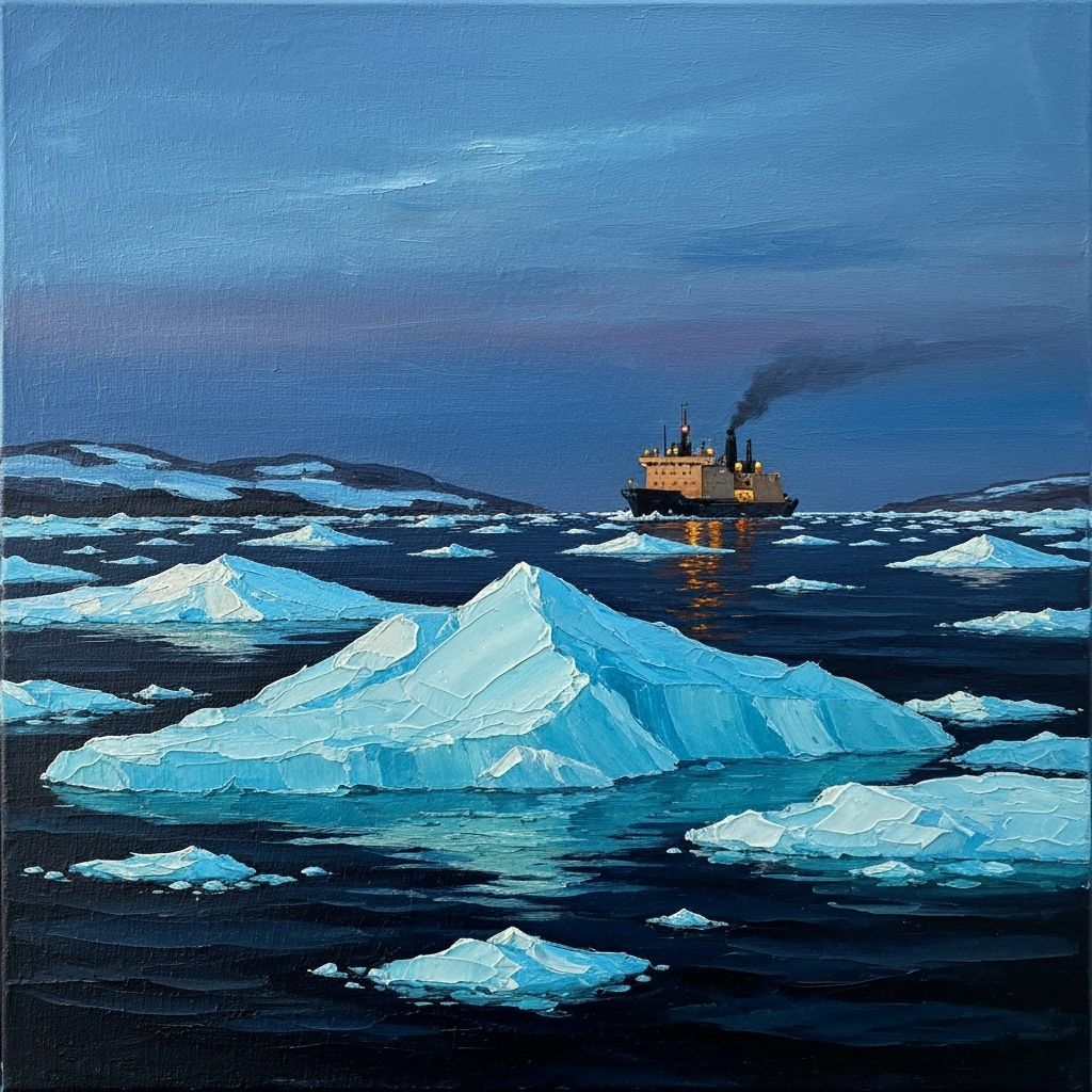 Icebreaker in arctic sea