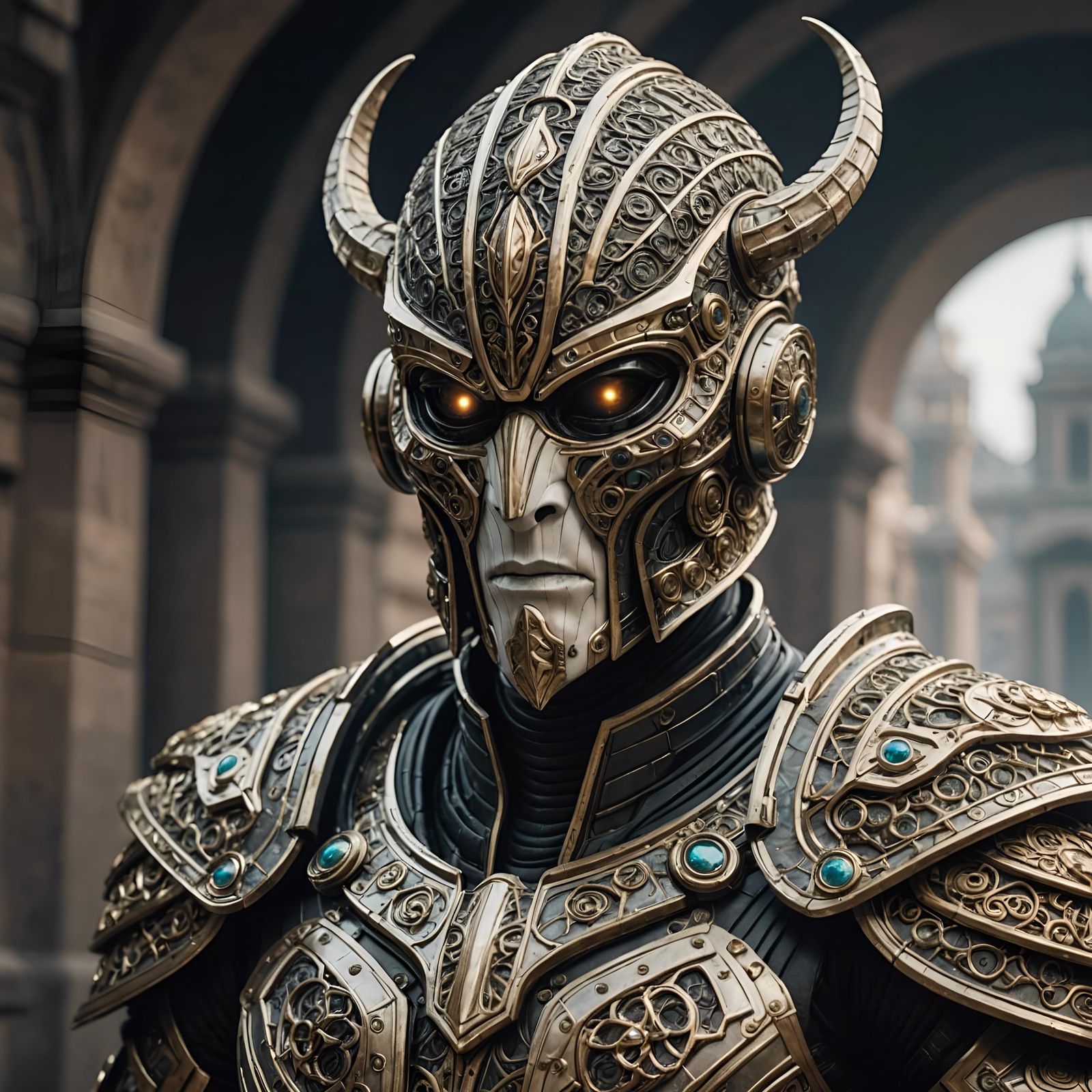 Towering Alien Warrior God in Sci-Fi Armor