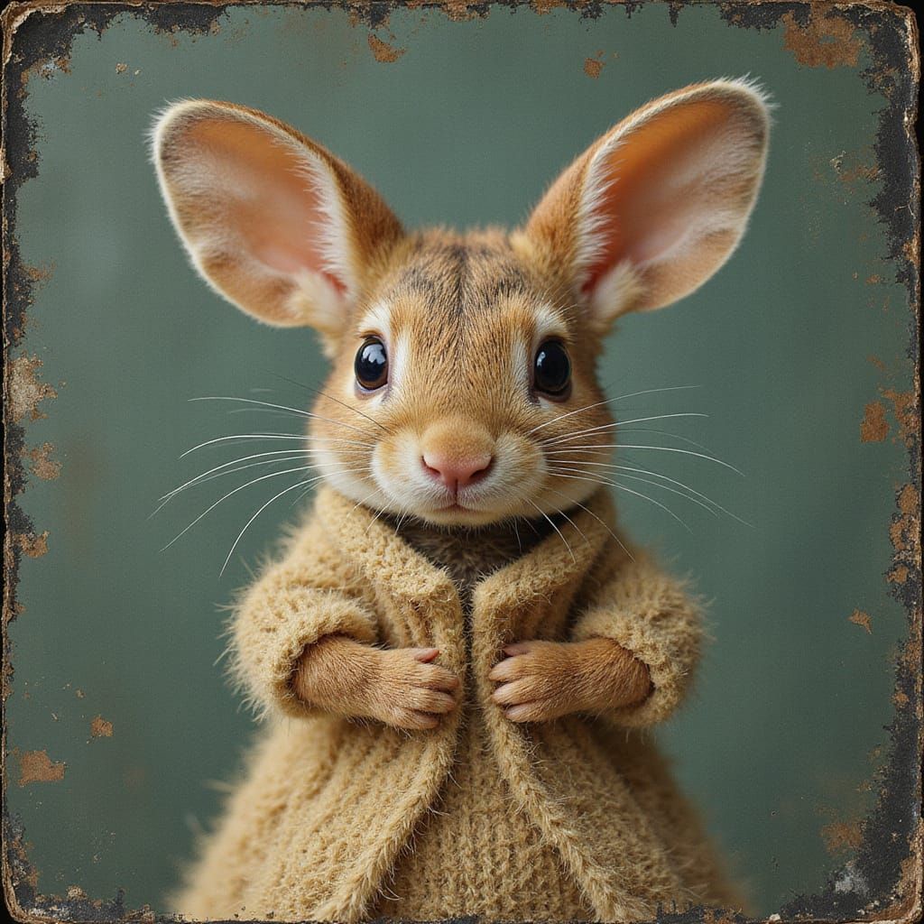 Surreal Fuzzy Bunny Mouse in Techno Chic Couture