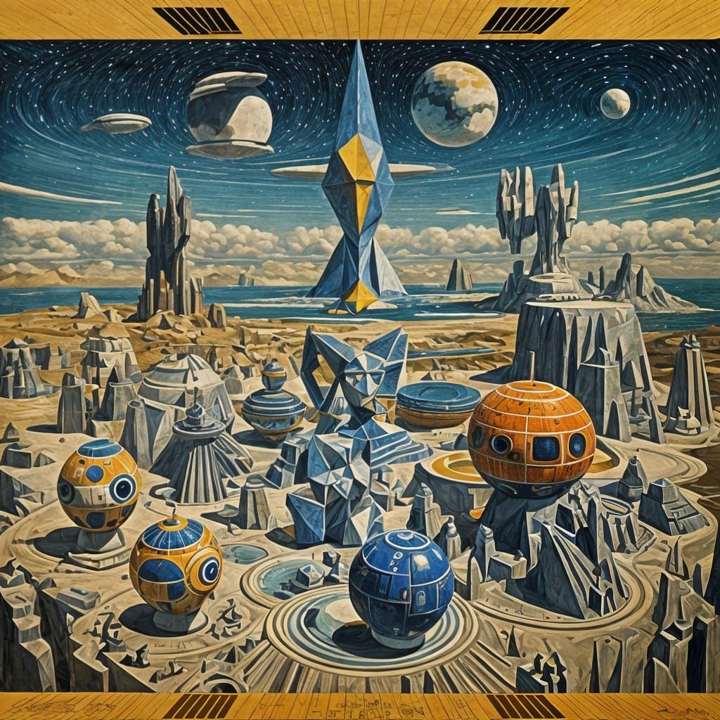 Magic realism style star wars.. all Star Wars character land...