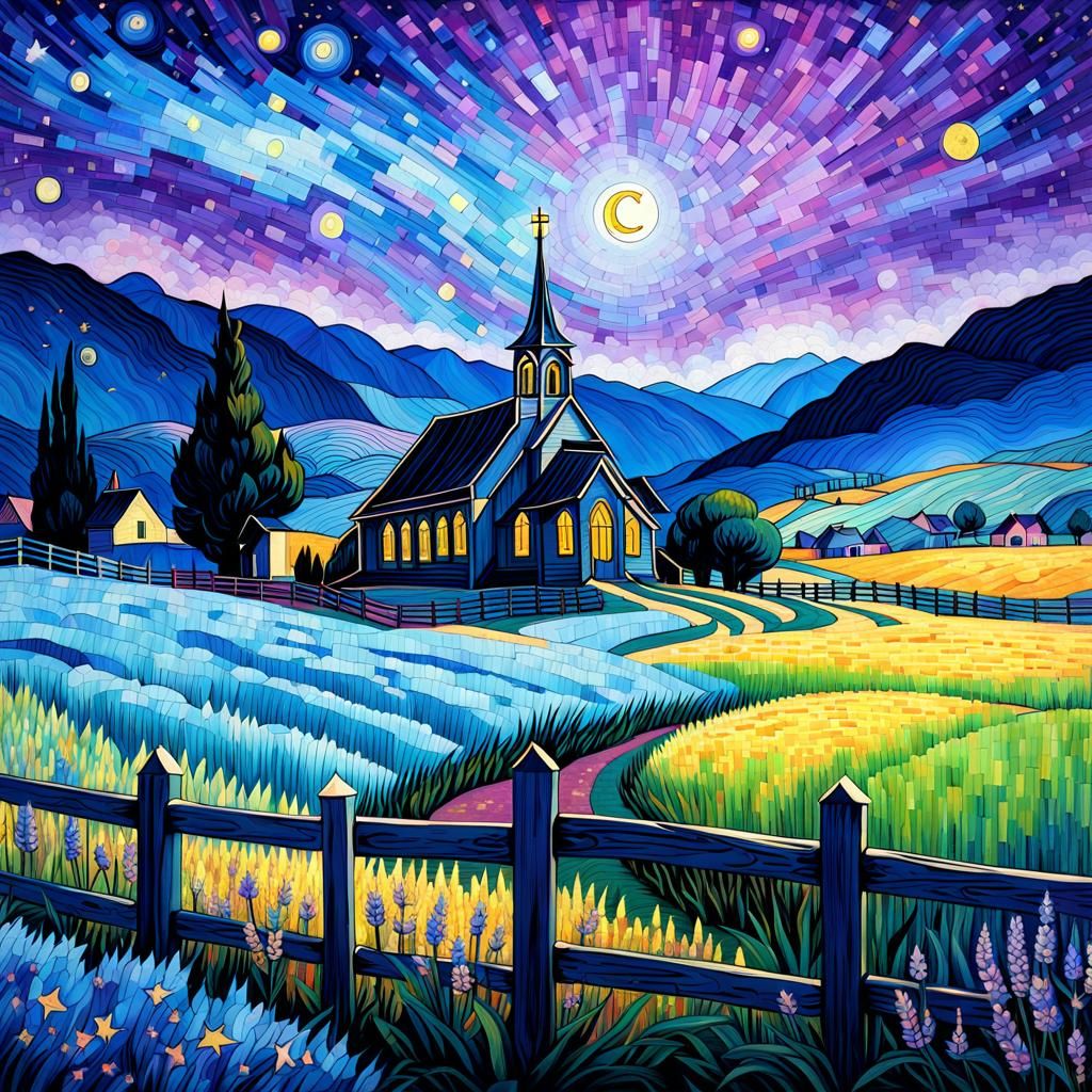 Bioluminescent Starry Night Heatmap Painting as Van Gogh Fre...