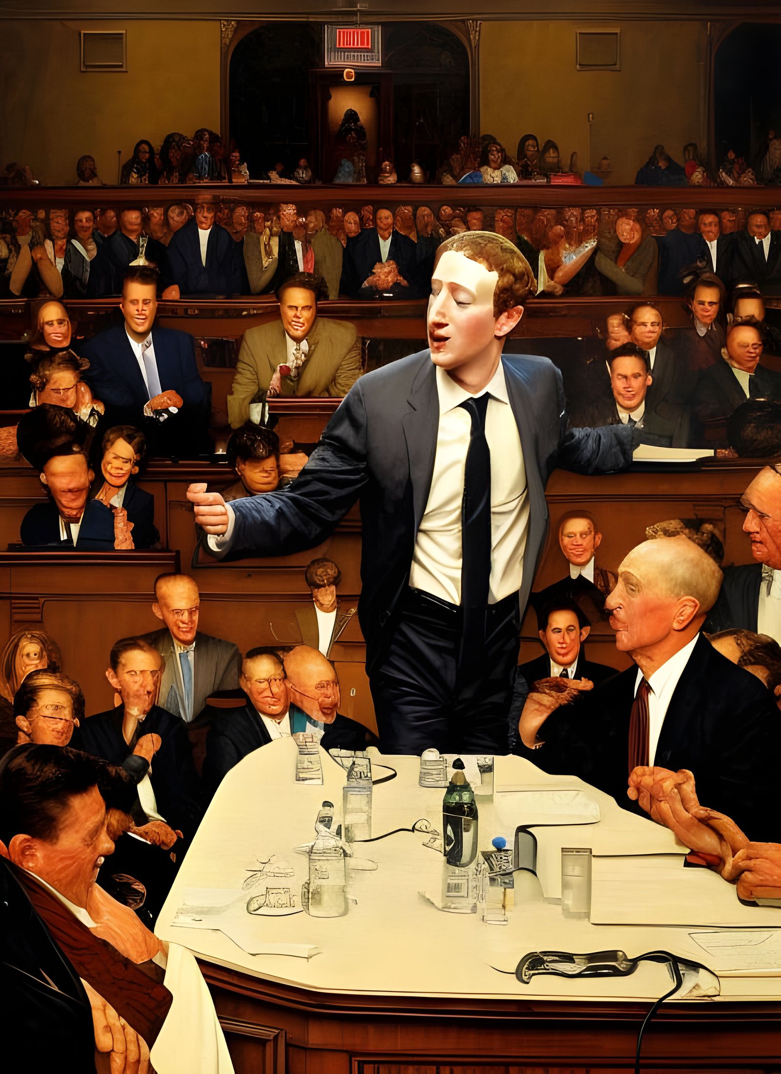 Mark Zuckerberg Testifies: Americana Oil Painting