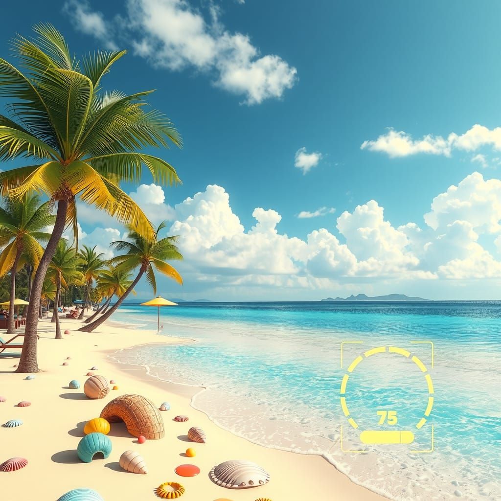 Tropical Beach Level in Frutiger Aero Style