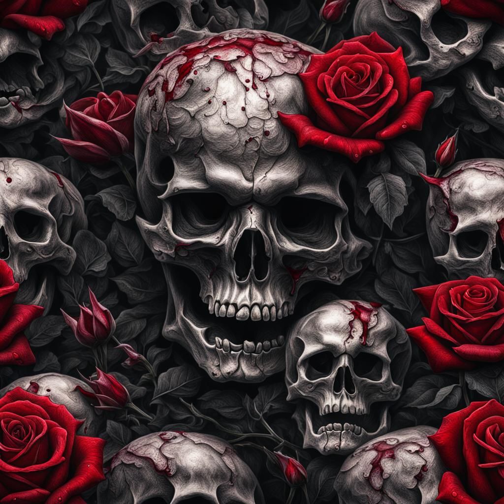 Moody Dark Rose and Skull in High Definition