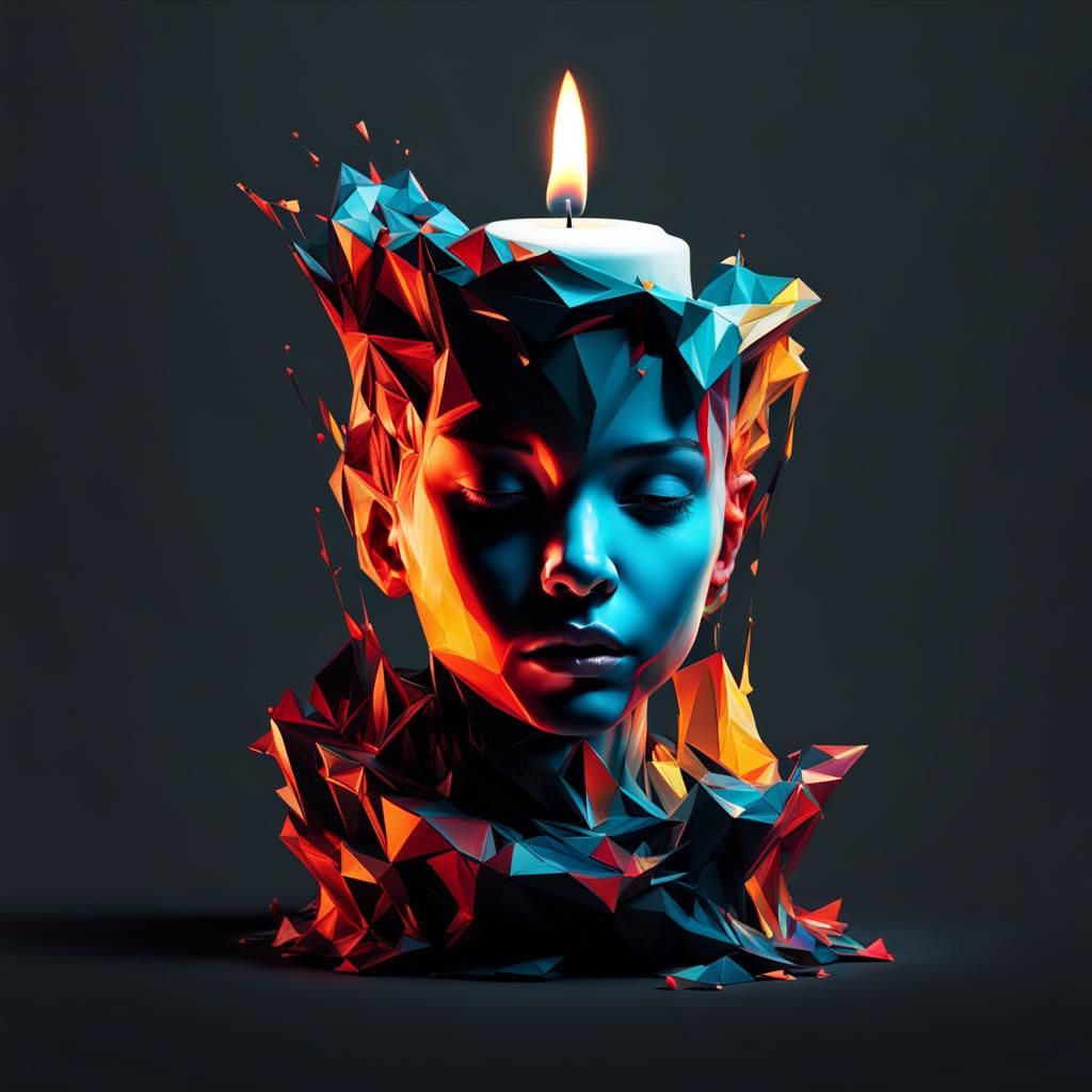 Adorable Low Poly Candle Portrait in 3D