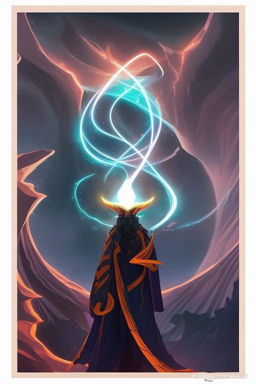 Cosmic Sorcerer with Star Magic, Digital Art