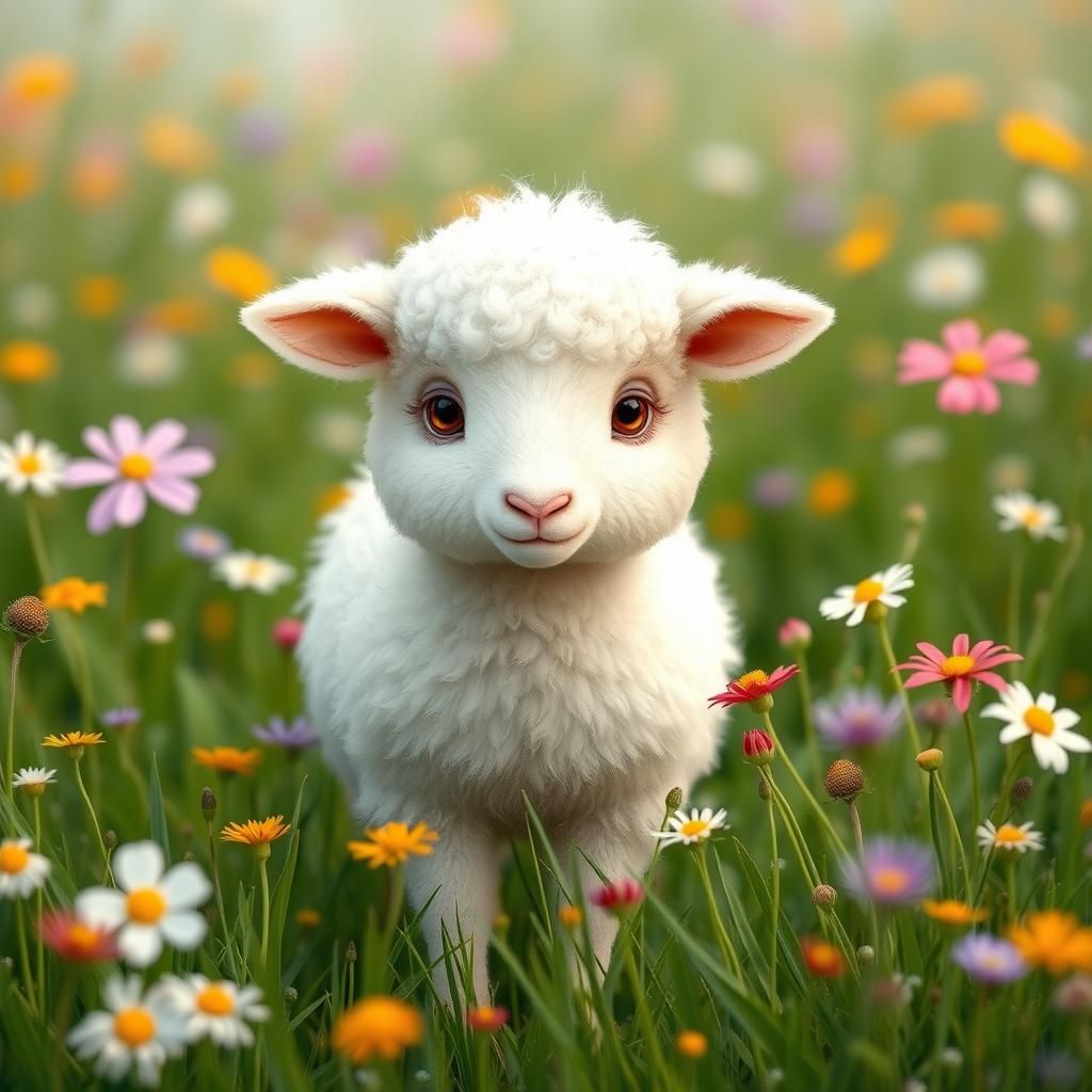 A very cute white sheep