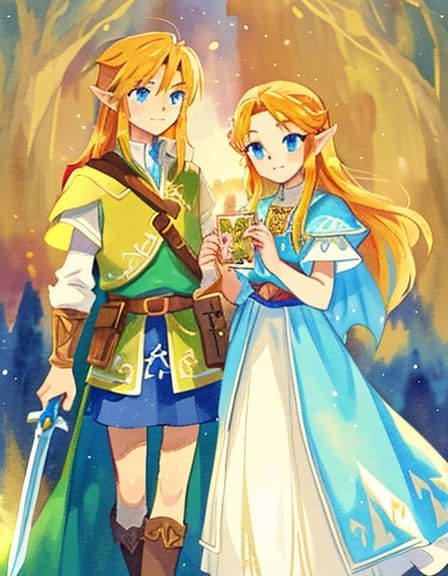 Fantasy Couple in Watercolor Style