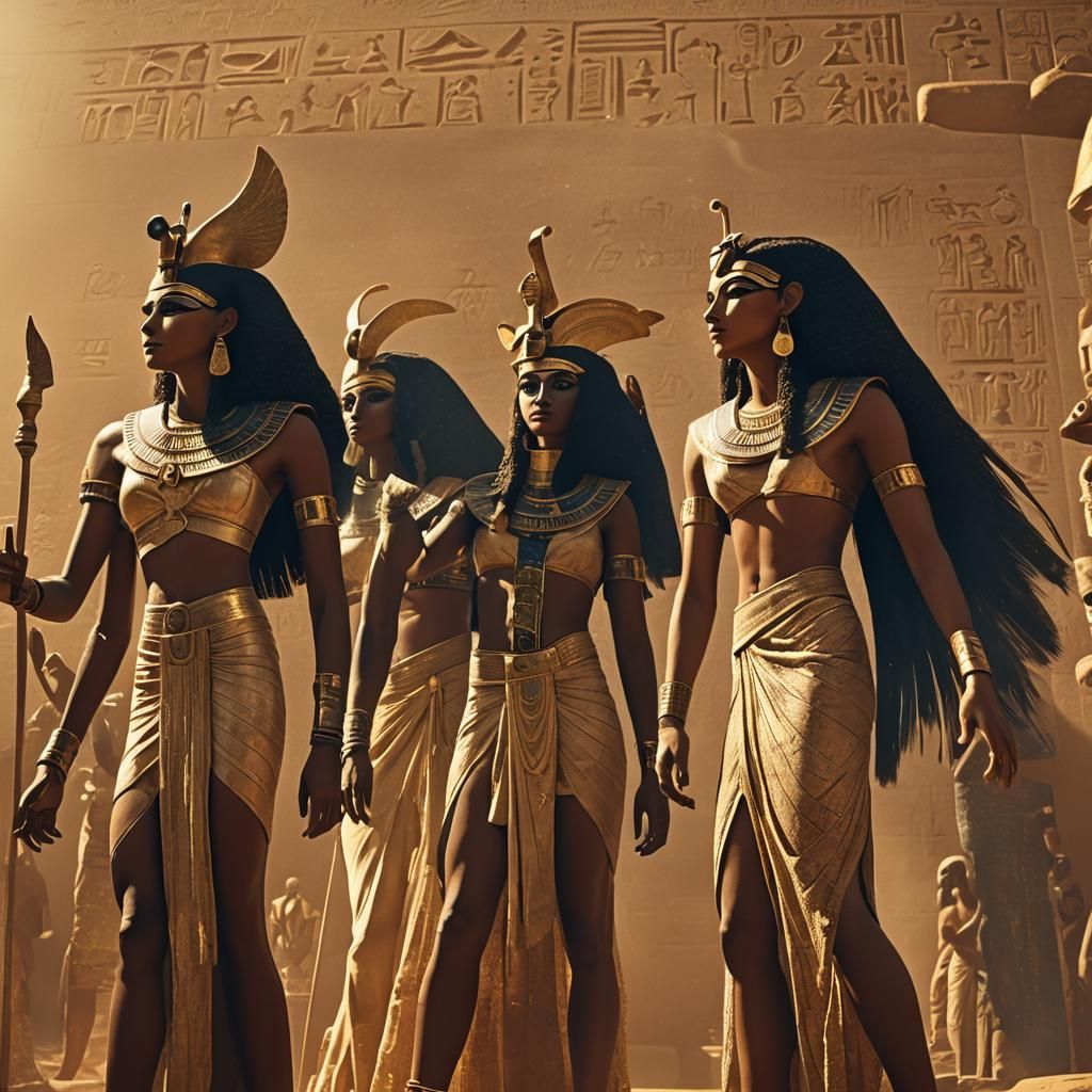 Egyptian Gods Osiris, Set, Isis, and Nephthys