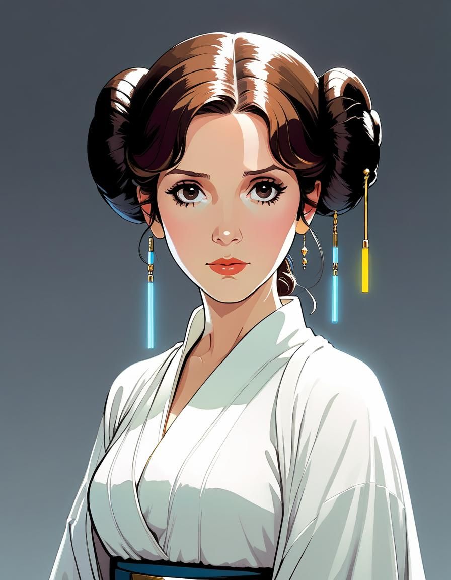 Leia Organa Portrait in Anime Style