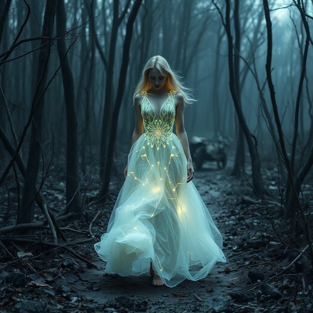 Ethereal Goddess Emerges from Ruins
