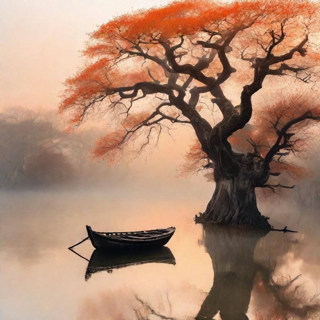 Misty morning boat