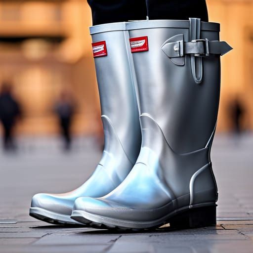Beautiful Silver Wellington Boots: AI Generated Image