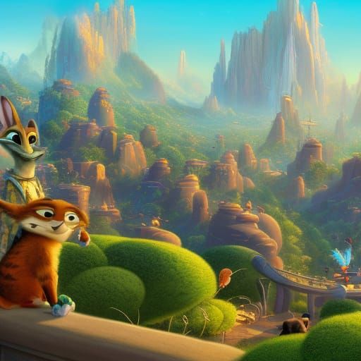 Detailed Zootopia Matte Painting in Deep Color