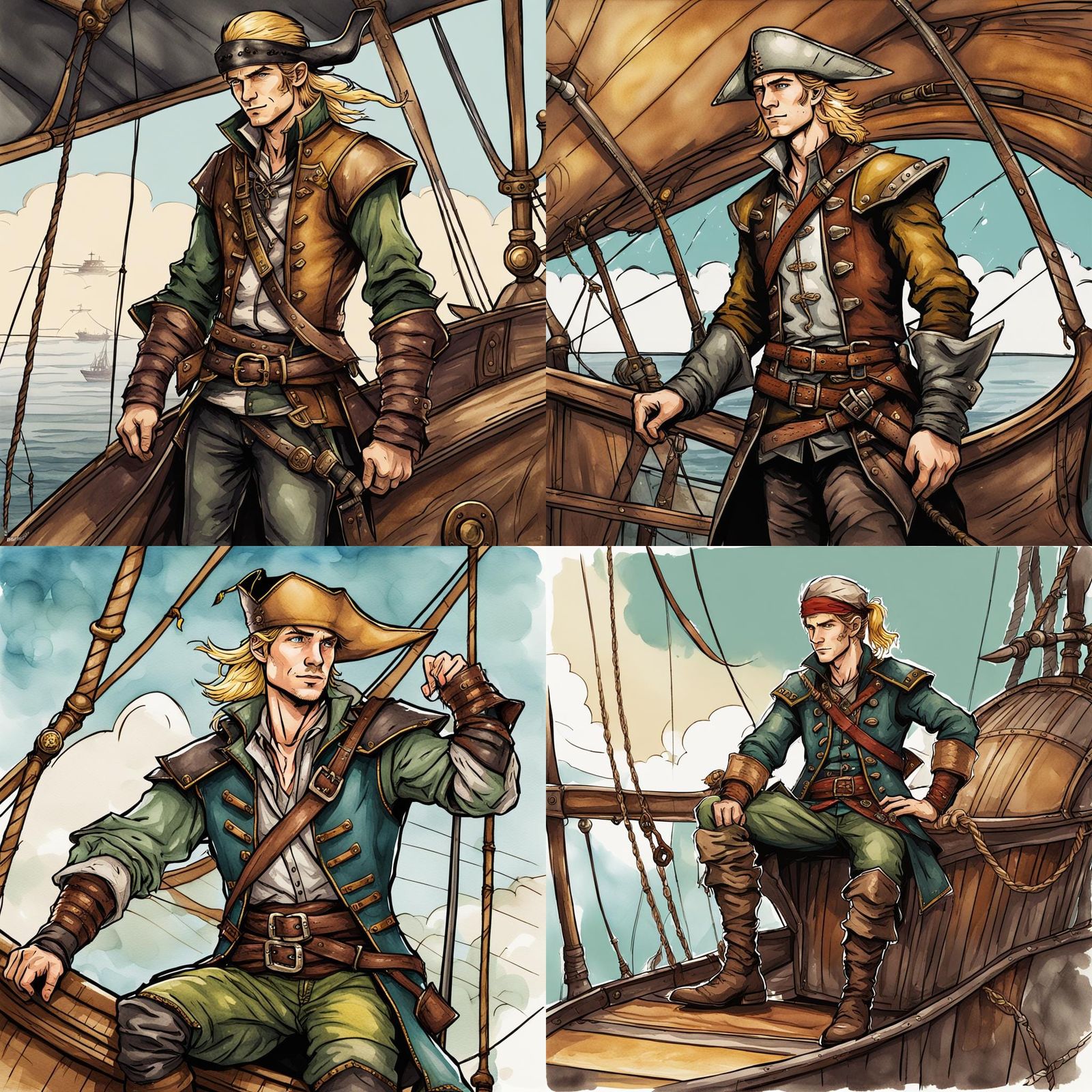 Half-Elf Archer on Airship Deck Illustration