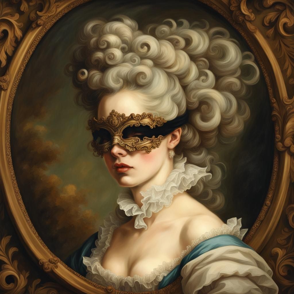 Rococo Portrait of a Woman with Blindfold
