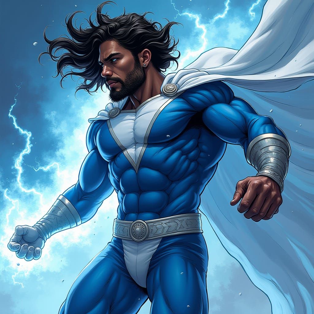 Black Man with Ice Powers Fights Fiery Opponent in Comic Sty...