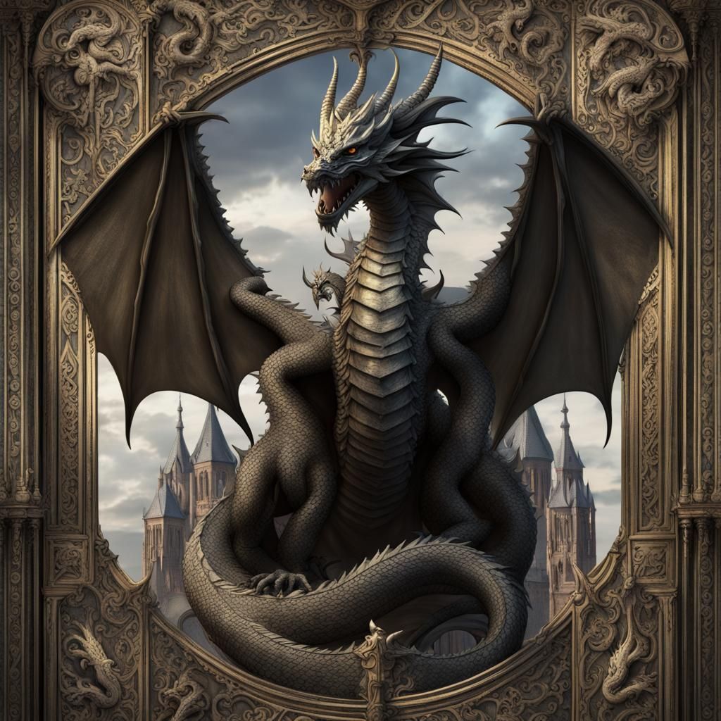 Epic Dragon Tarot Card in 3D Gothic Style