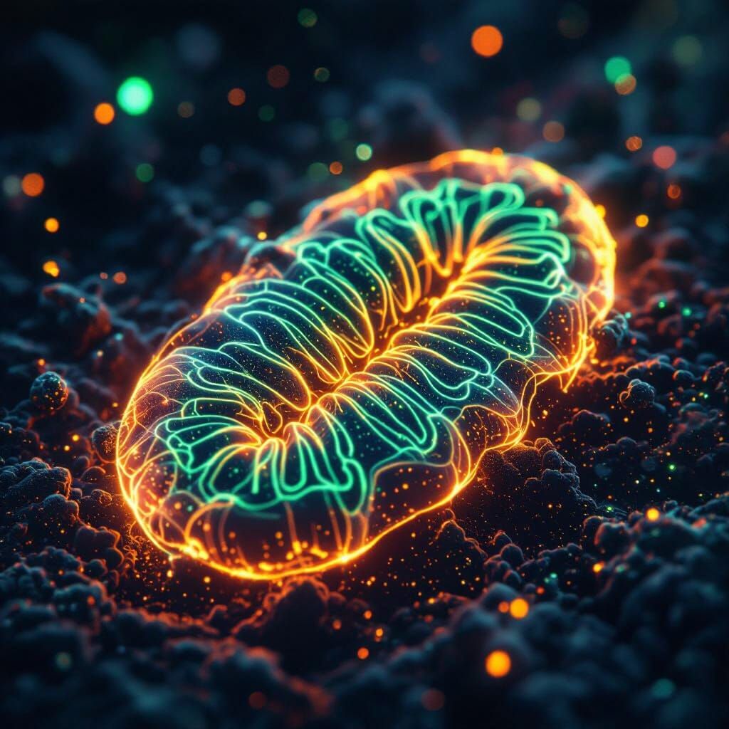 Bioluminescent Mitochondrion: Microscopic Ultra-Realistic Ph...