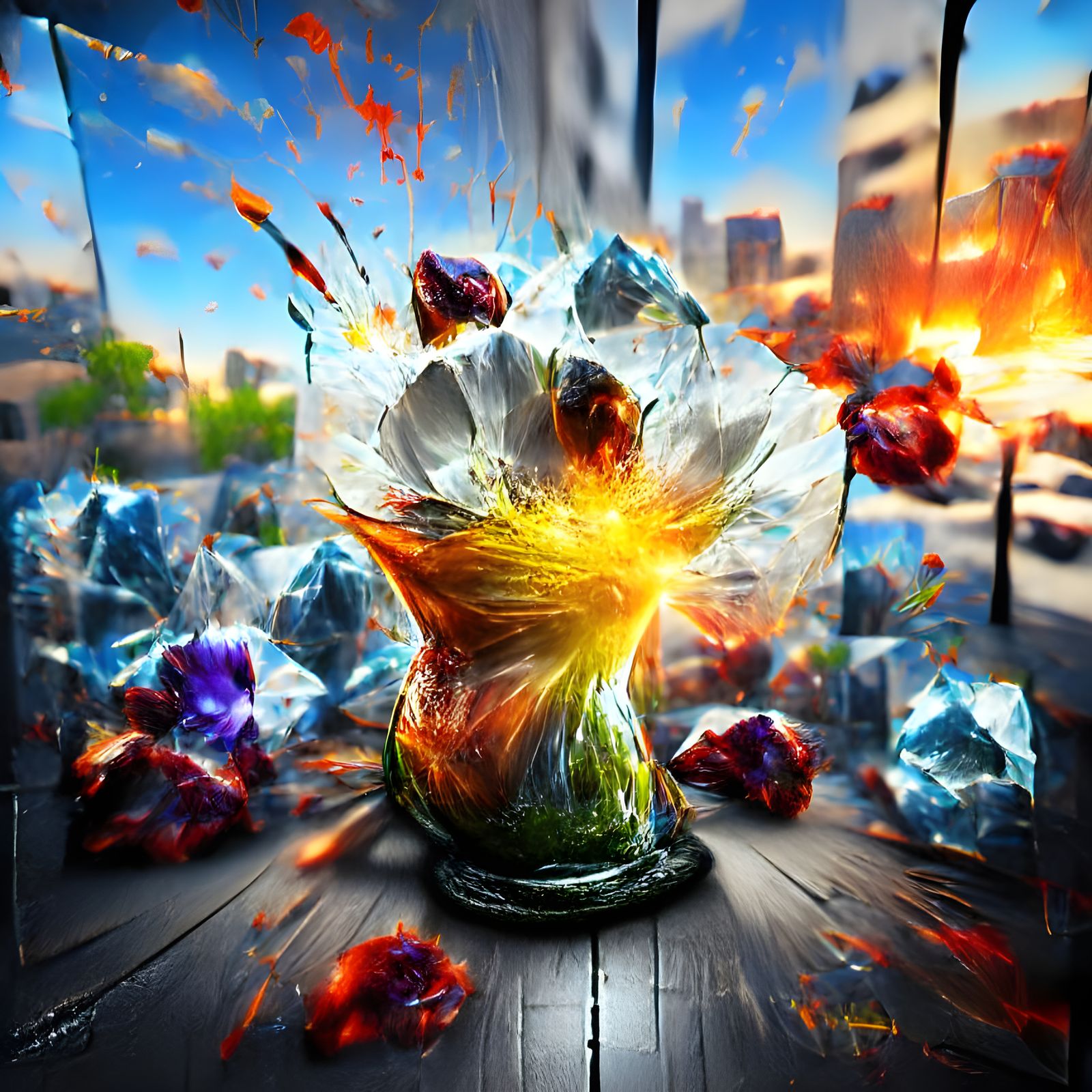 Exploding Glass Flower in 8K 3D Unreal Engine