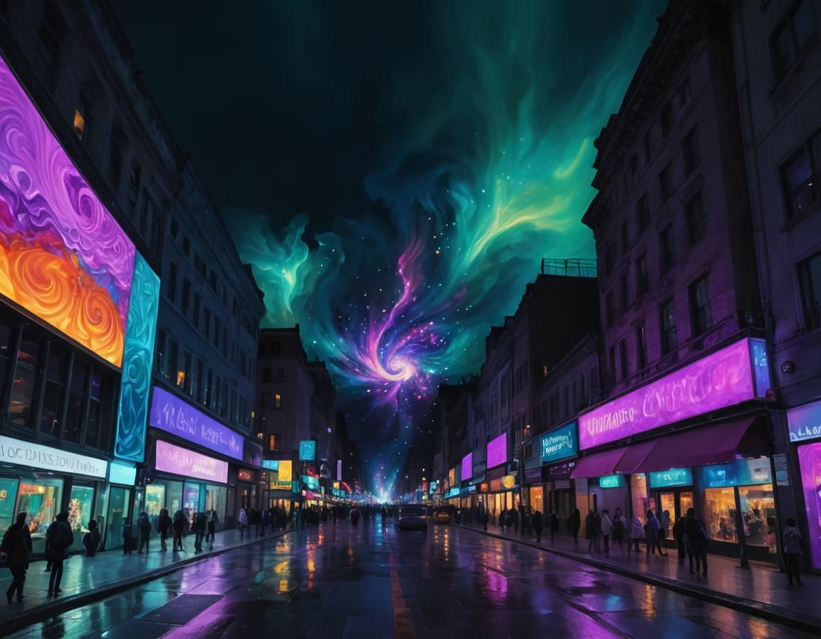 Ethereal Abstract: Vibrant Lights in a Dreamlike Realm