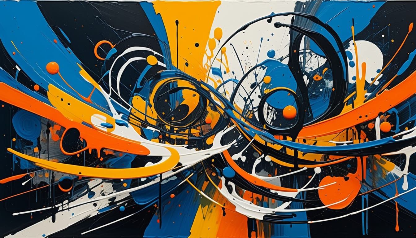 Neon Abstract Expressionism Macro with Impasto Texture