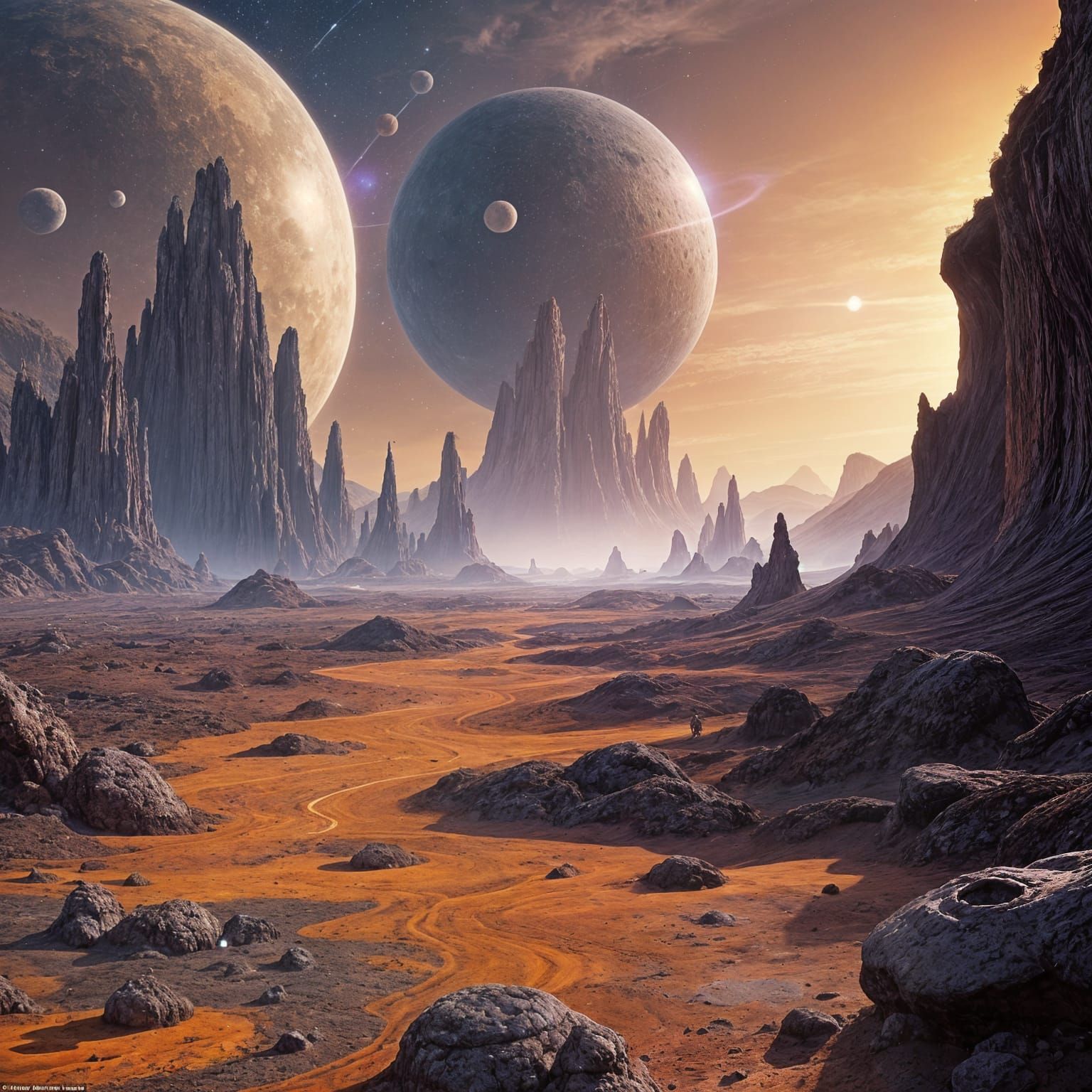 Alien Planetscape with Celestial Parade