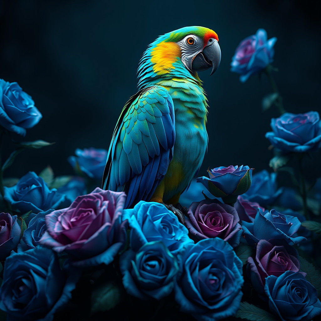 African Parrot in Dark Fantasy 3D Render