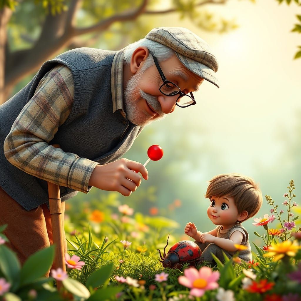 Warm Gentleman Shares Lollipop with Curious Child in Enchant...