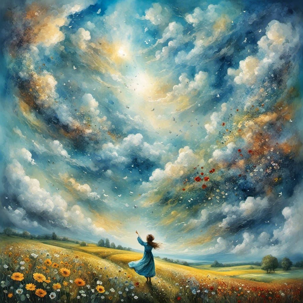 Surreal Sky with Hand Reaching Down