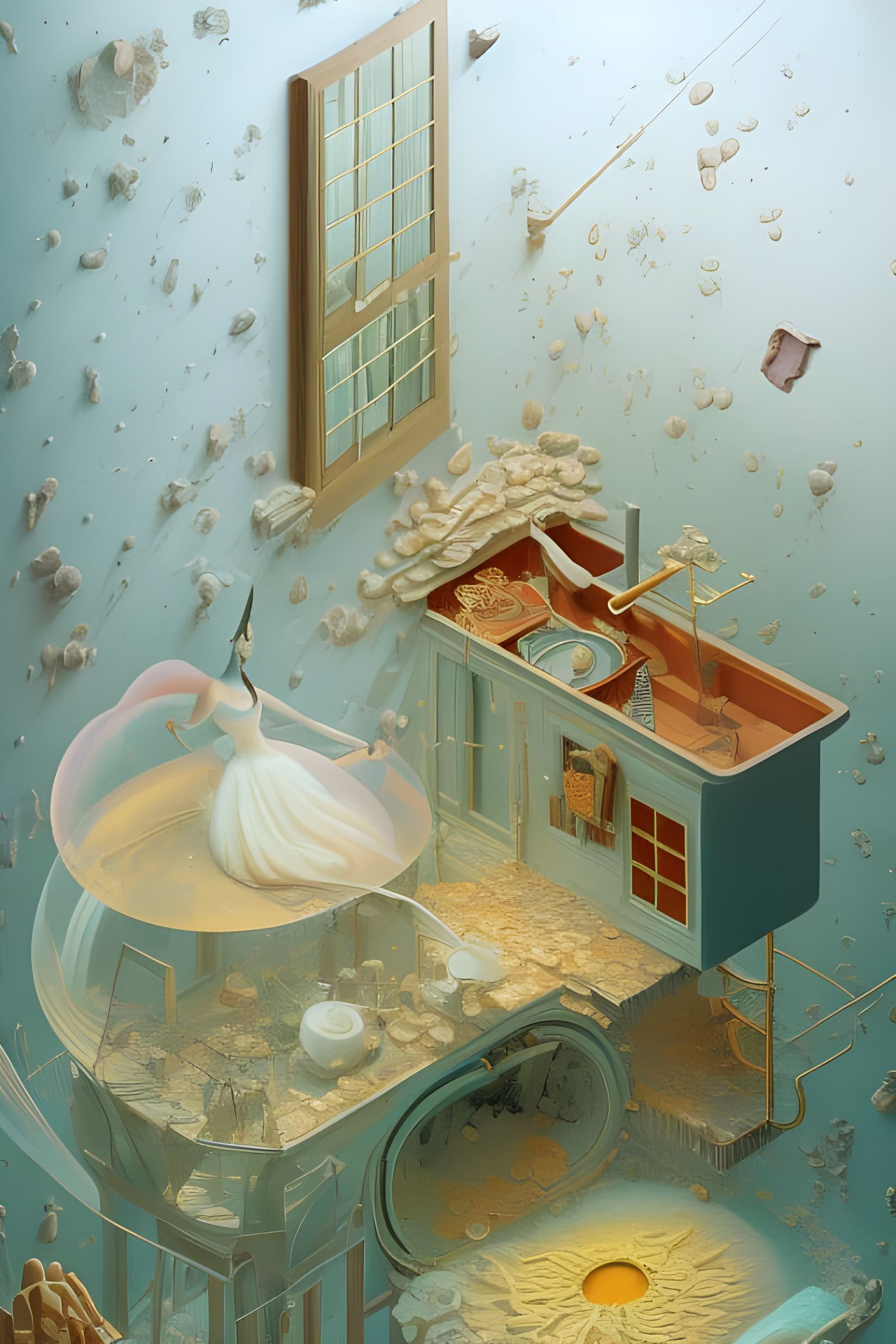 Djinn in Dollhouse: Surreal Biological Magical Art