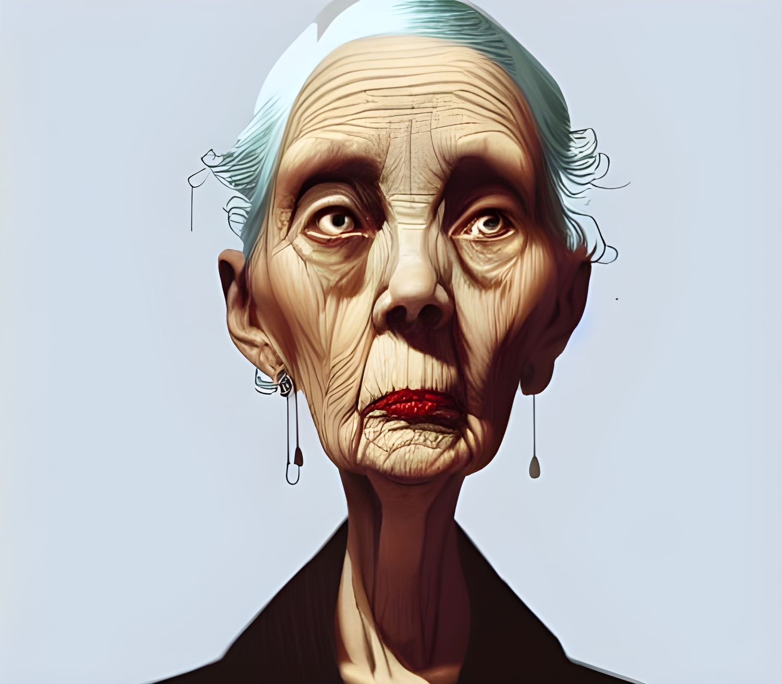 Satirical Portrait of Sad Old Woman
