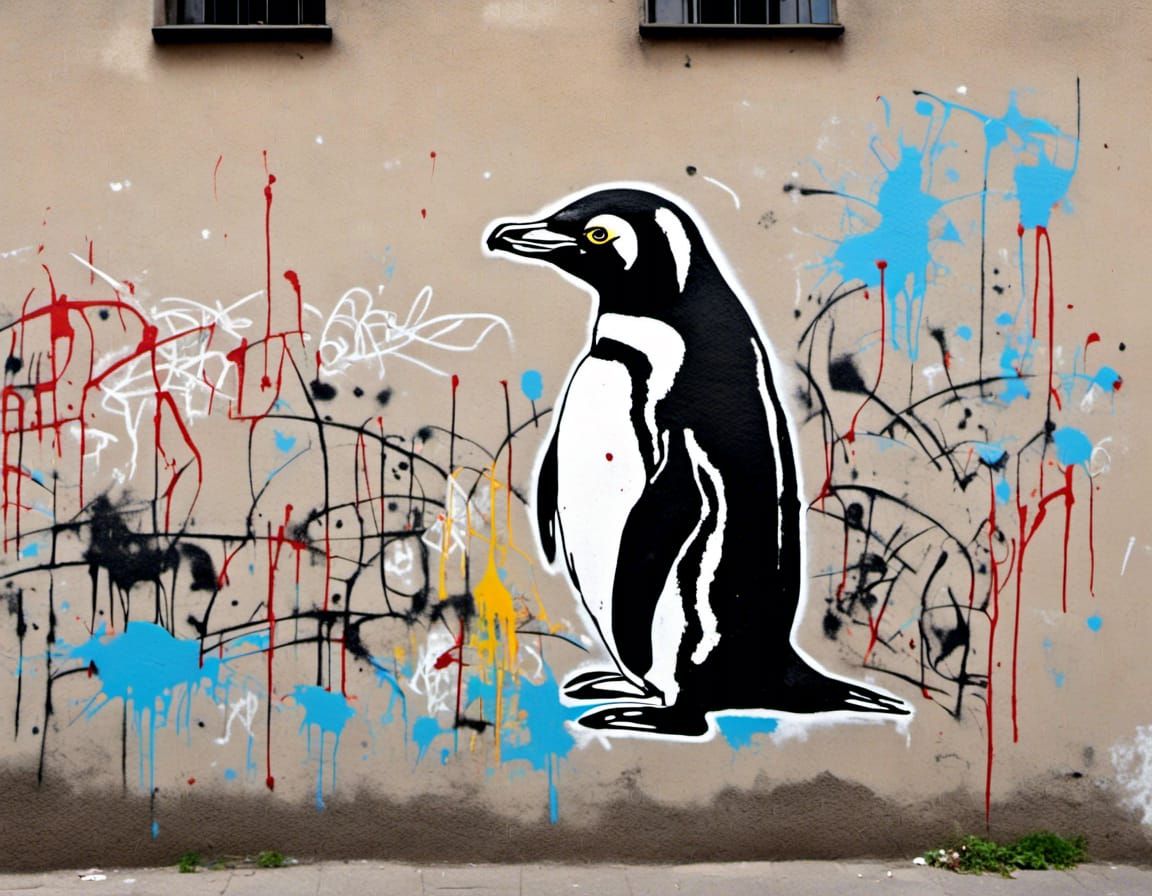 Humboldt Penguin Graffiti Art in Neo-Expressionism