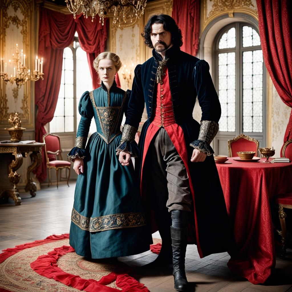 Angry Woman in Red Gown, 1625 France