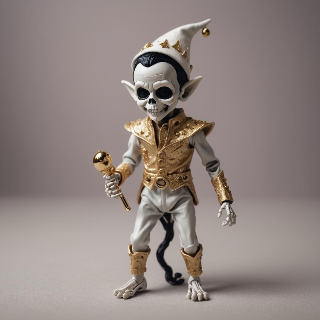 Miniature Skeletal Elvis Elf in Las Vegas Outfit