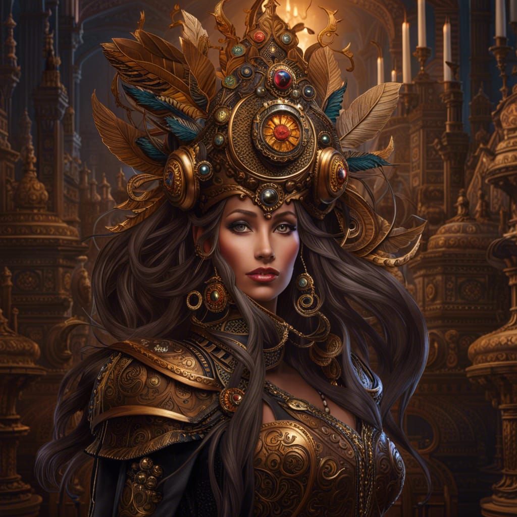 Steampunk Queen Portrait in Detailed Matte Painting