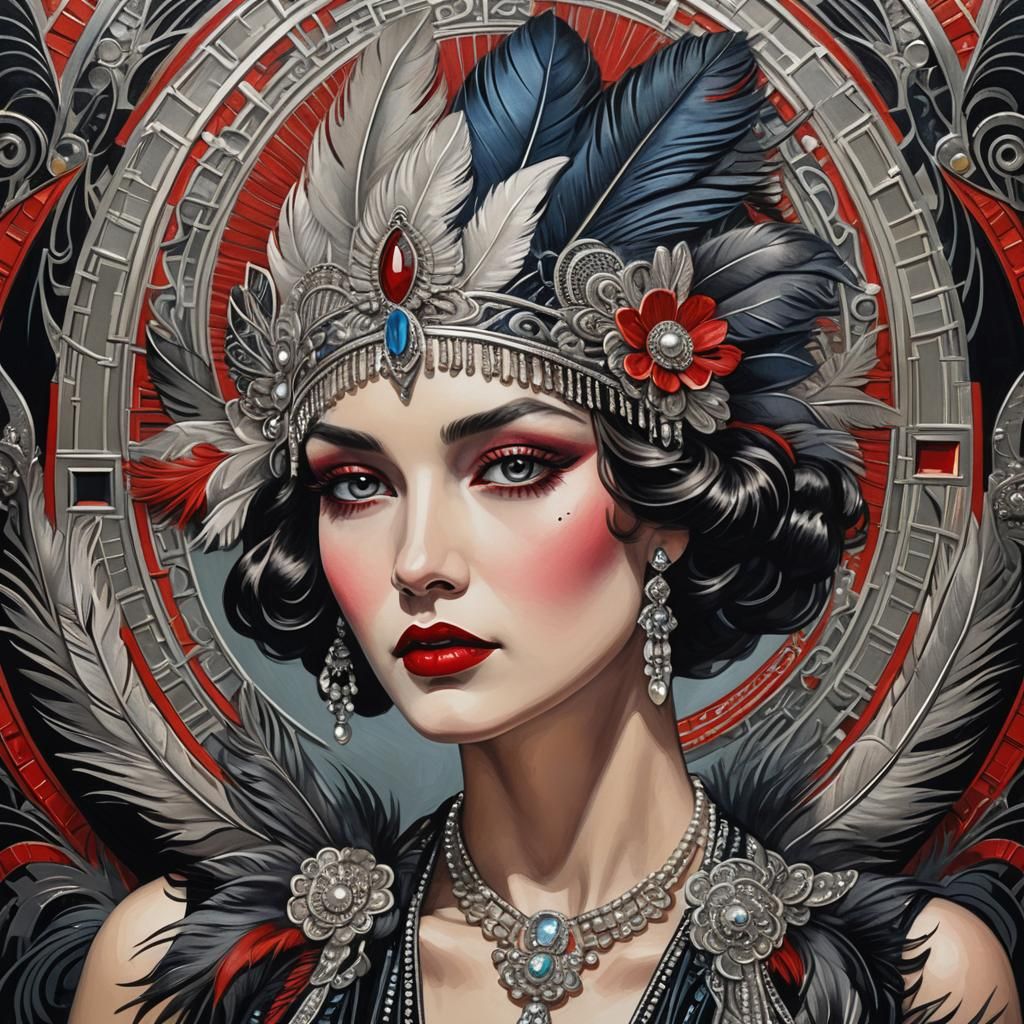 Decadent Art Deco Portrait of a Roaring Twenties Socialite