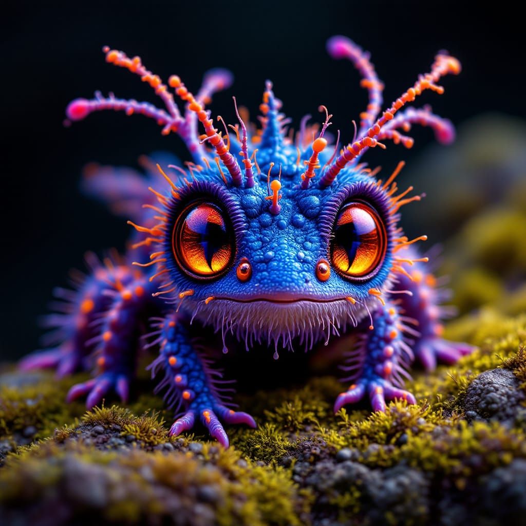 Adorable Gecko-Bee Creature in a Maximalist Style