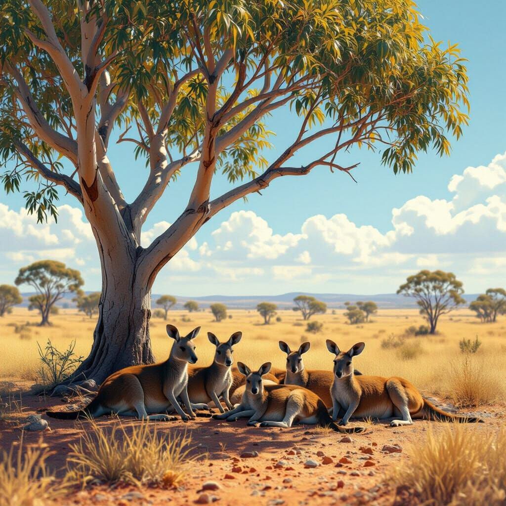 Kangaroos Resting in Outback Shade