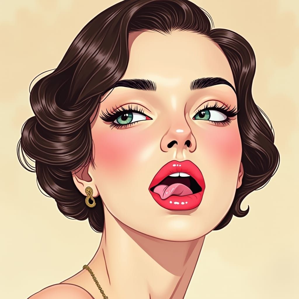 Playful Portrait in Art Nouveau Style