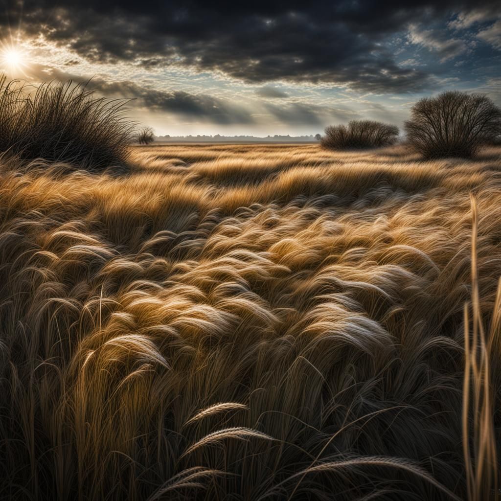 Windy Grass Field Creates Word "Woosh"