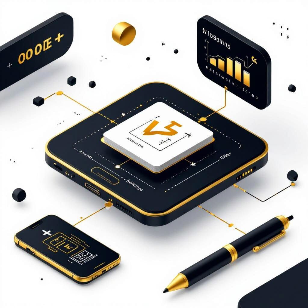 Sleek Black and Gold Math Tutoring Card